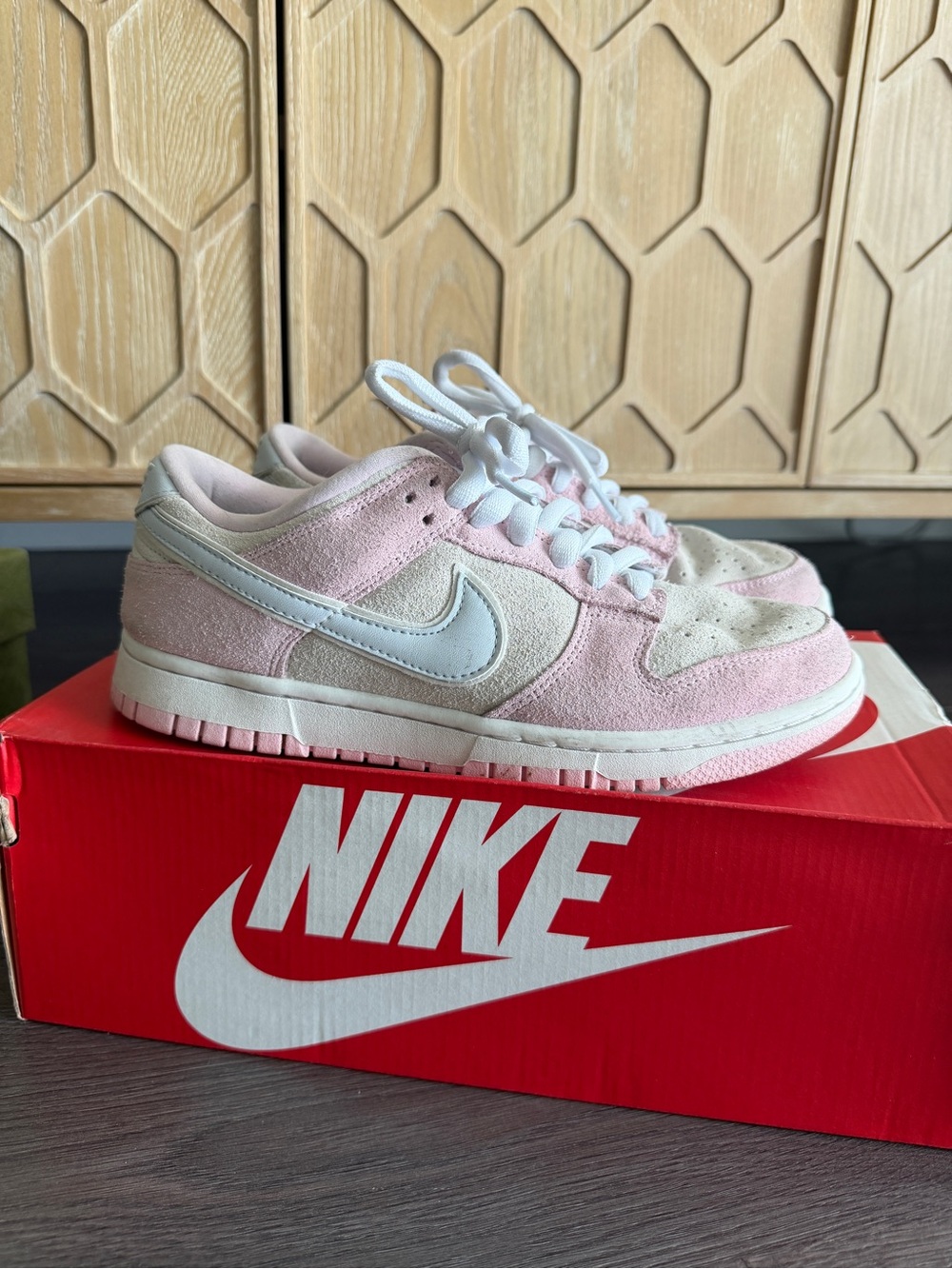 Nike Low Sneakers - Light Pink & White- size 8 women’s
